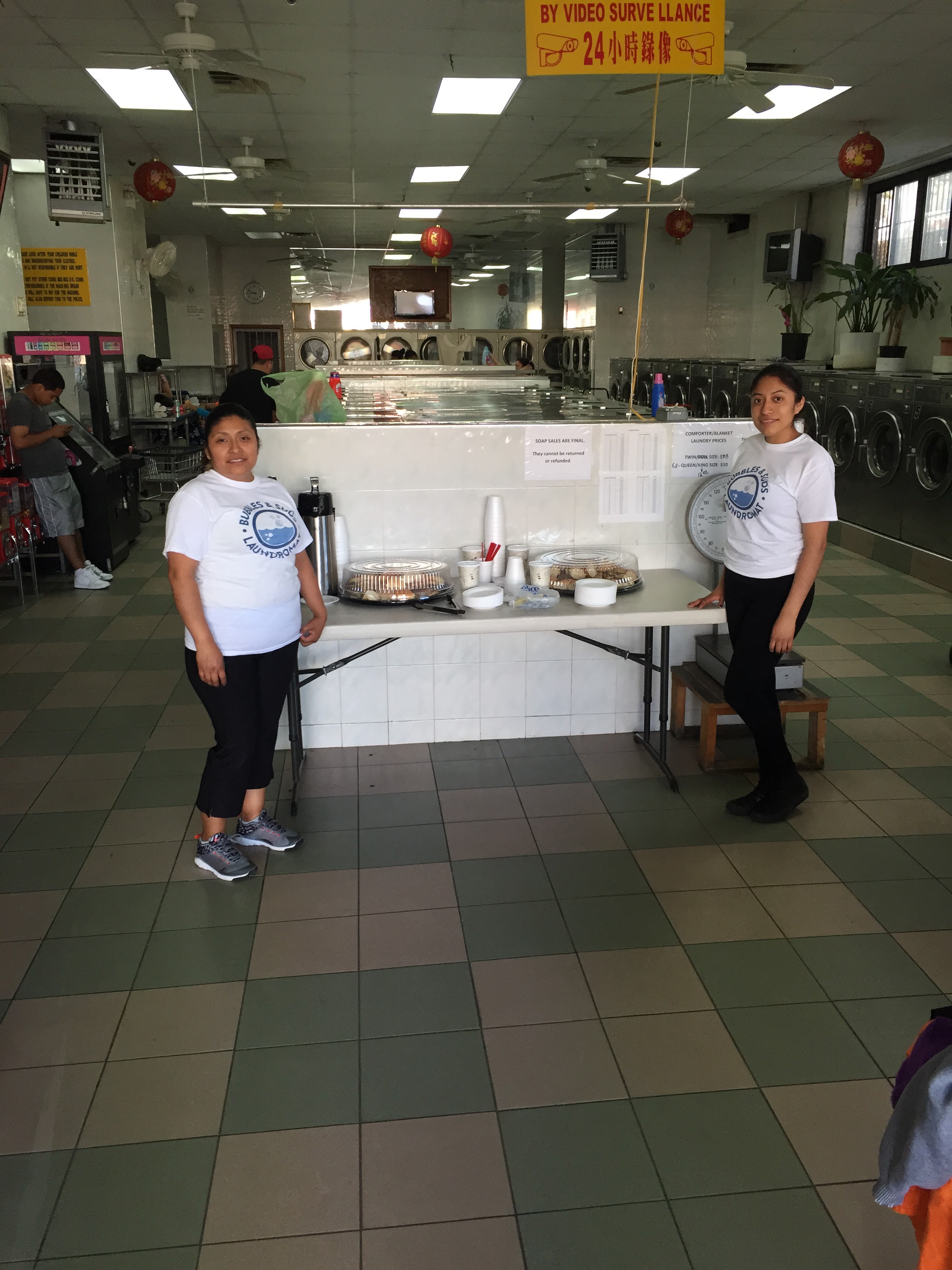 Bubbles & Suds Laundromat facility with washing machines in Brooklyn
