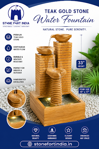 Premium Teak Gold Stone Water Fountain – Handcrafted Natural Stone post image