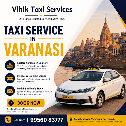 Experience the serene Sarnath Temple and explore Varanasi in style with Vihik Taxi Services. We u…