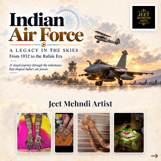 Celebrate Indian Air Force Day with beautiful mehndi patterns symbolizing courage and dedication.…