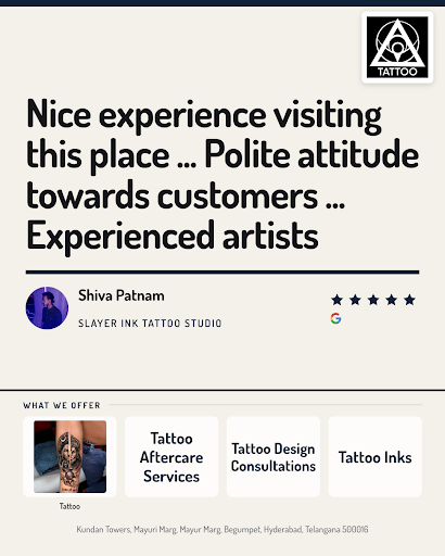 Shiva Patnam highly recommends Slayer Ink Tattoo Studio in Hyderabad for exceptional tattoo and p… post image