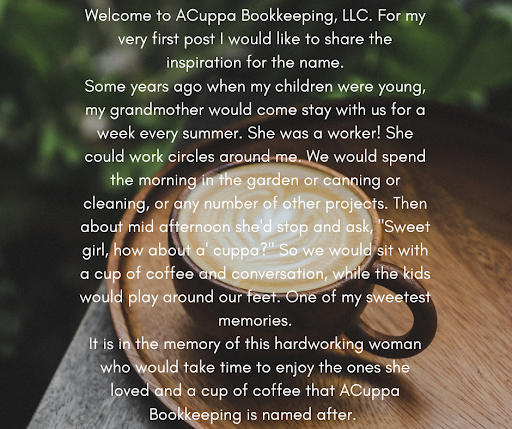ACuppa Bookkeeping - Visual