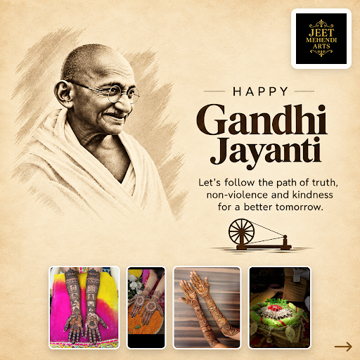 Celebrate Gandhi Jayanti with elegant mehendi designs from Jeet Mehndi Artist. Honoring tradition…