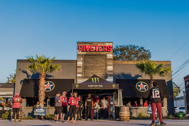 Front view of Riveters Tampa in Tampa - Best American Restaurant nearby.