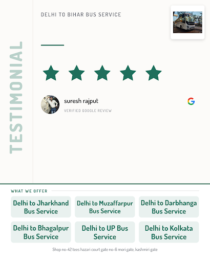 Suresh Rajput highly recommends Delhi to Bihar bus service in Delhi. He loved the seamless travel… post image