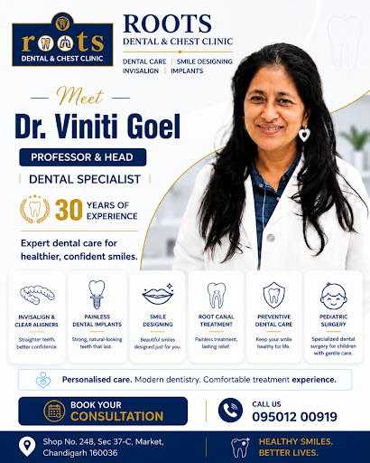 ​Meet Dr. Viniti Goel, a trusted dental specialist at Roots Dental & Chest Clinic in Sector 37-C,… post image