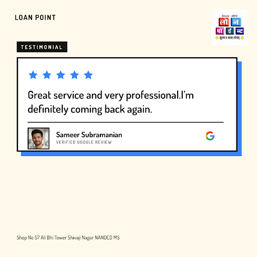 Sameer Subramanian from Nanded loved the seamless service at Loan Point! He availed our expert gu… post image