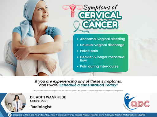 Cervical cancer symptoms may include abnormal bleeding, unusual discharge, pelvic pain, heavy per… post image