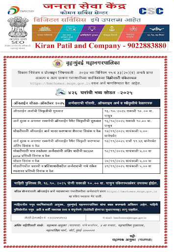 !! मुंबई महापालिका लॉटरी - ४२६ घरांची भव्य सोडत २०२५ !! post image