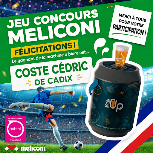 🎉🍻 RÉSULTAT DU JEU CONCOURS MELICONI ! 🍻🎉

Merci à tous pour votre participation à notre grand jeu concours Meliconi ! 🙌

Après tirage au sort, nous avons le plaisir de vous annoncer que la machine à bière Beer Up est remportée par :

🏆 Coste Cédric à Cadix 🏆

👏 Félicitations à lui !

🙏 Un grand merci à tous les participants