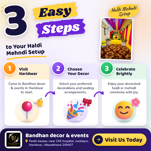 Plan your perfect Haldi Mehndi with Bandhan decor & events in Haridwar. Choose from beautiful wed… post image