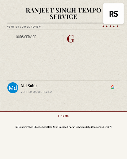 Md Sabir was extremely satisfied with the transportation services at Ranjeet Singh Tempo Service… post image