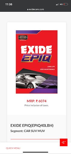 Exide low maintenance  battery post image