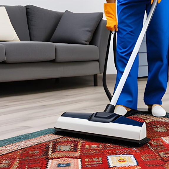 Carpet shampooing team working 