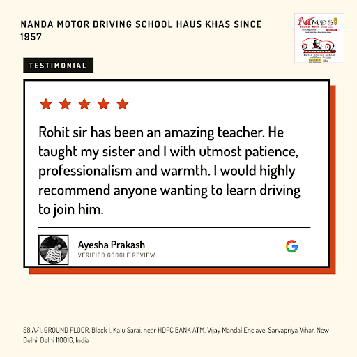 Ayesha Prakash raves about her experience at Nanda Motor Driving School in New Delhi, praising th… post image