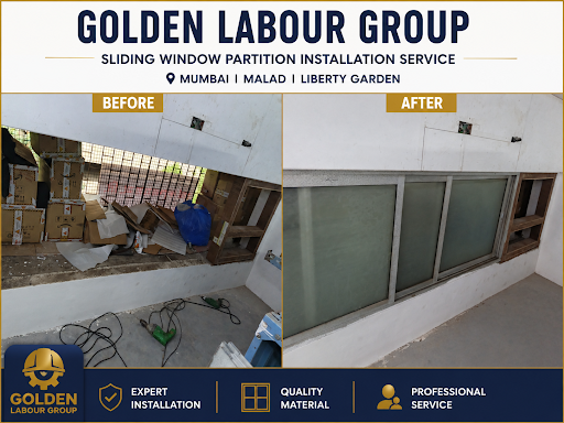 Before & After Sliding Window Partition Installation at Liberty Garden, Malad, Mumbai 🏡✨