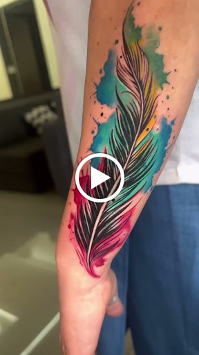 From Regret to Love: The Ultimate Watercolor Feather Cover-Up Transformation! 🪶 post image