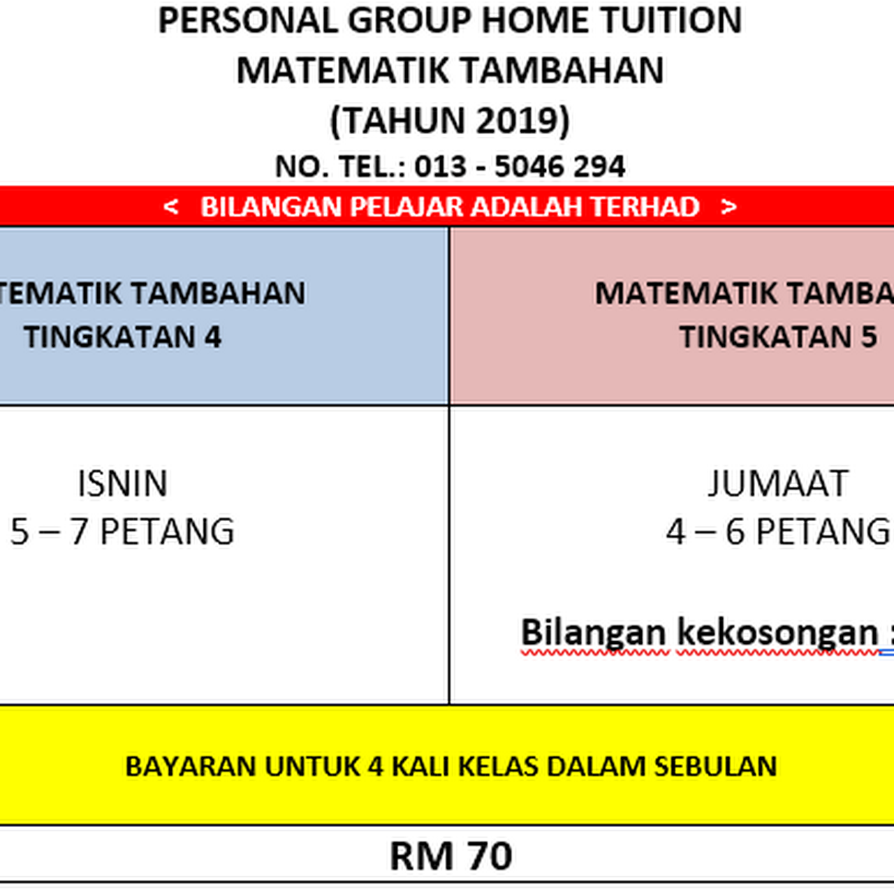 Sk Pengkalan Aur Kelas Tusyen Matematik Tambahan