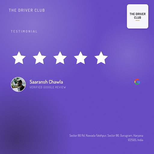 Saaransh Chawla's fantastic experience with The Driver Club in Gurugram! He loved the reliable an… post image