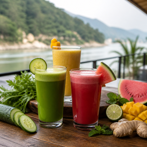At TAT Cafe in Tapovan, Rishikesh, wellness is poured into every glass. Our fresh cold-pressed ju…