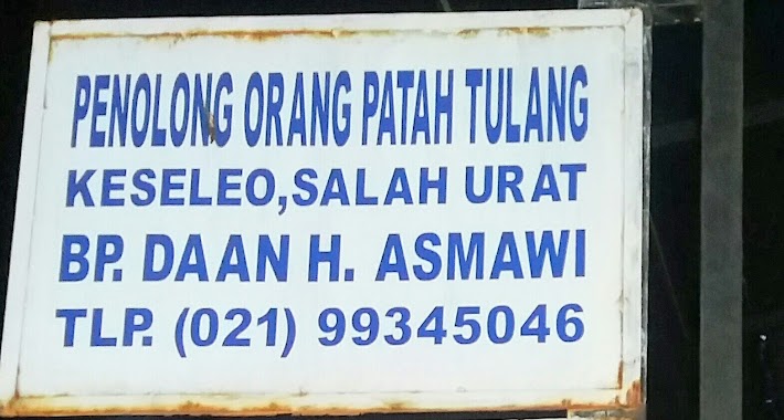 PENOLONG ORANG PATAH TULANG BP DAAN - H ASMAWI, Author: Nur Aeni