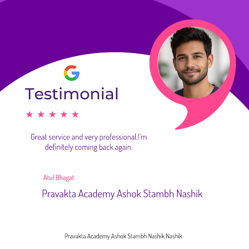 Atul Bhagat, a proud student of Pravakta Academy Ashok Stambh Nashik, gives a 5-star rating for t… post image