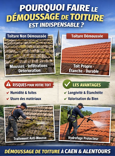 Pourquoi faire le démoussage de toiture ? Le démoussage de… (22/02/2026)