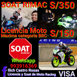 Licencia y soat de Moto Racing ilich castro 2