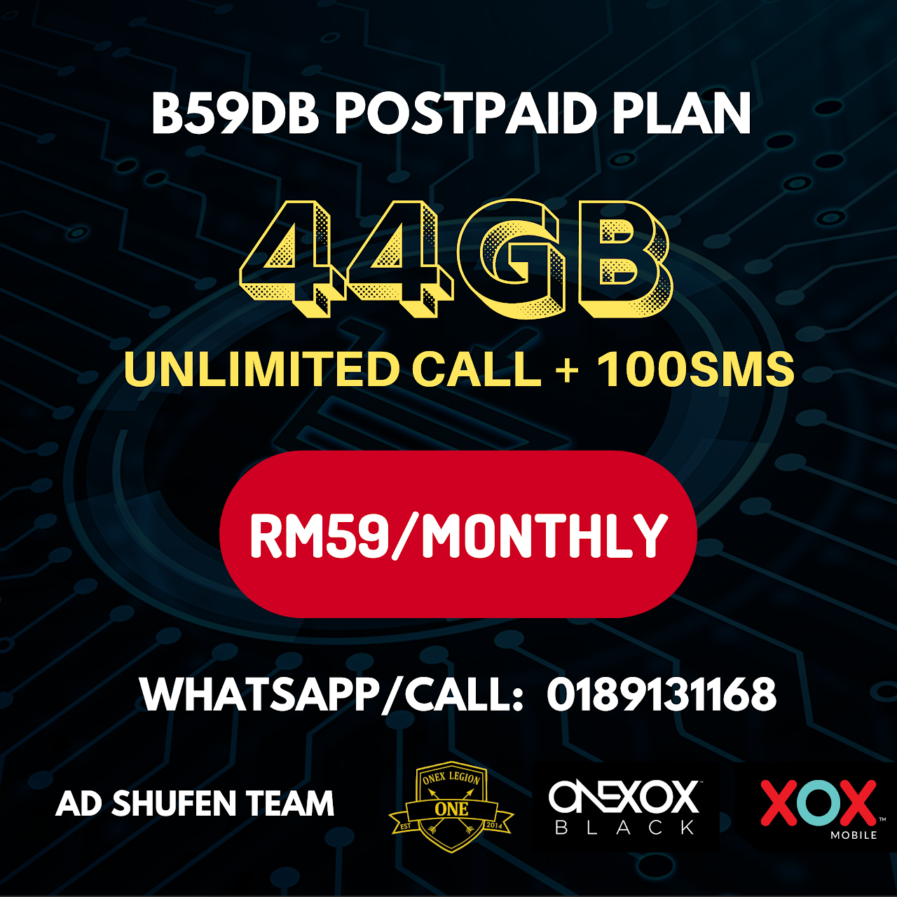 Onexox Johor Bahru Jb 100gb 44gb Xox Mobile Black Postpaid 28 Months Prepaid Validity Telecommunications Service Provider In Taman Adda Height