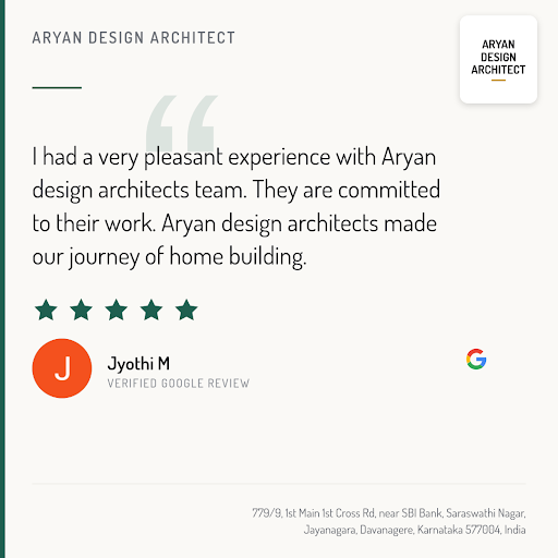 Jyothi M from Davangere raves about our exceptional architectural design services at Aryan Design… post image