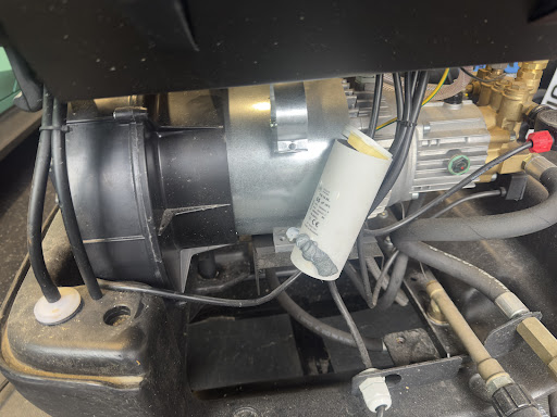 Failed pressure washer motor capacitor