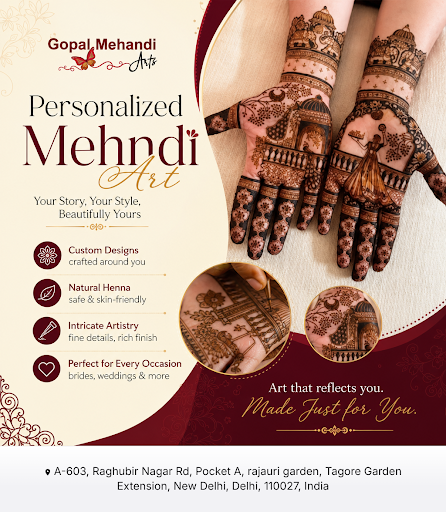 Gopal Mehandi specializes in personalized mehndi art, creating unique mehndi desigen for brides a… post image