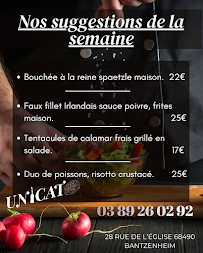 Menu Restaurant Unicato Page 1