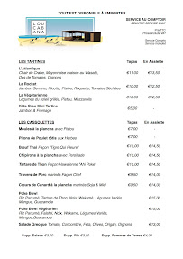 Menu Lou Cabana Page 1