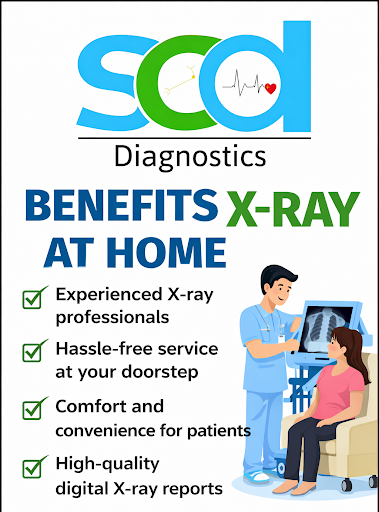 In addition to home X-ray services, SCD Diagnostics provides ECG at Home, complete blood tests, p…