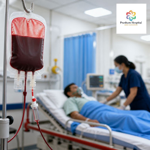 When every second matters, Prasham Hospital And ICU in Gorwa, Vadodara offers prompt blood transf…