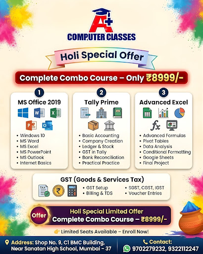 🎨 Holi Special Offer – A+ Computer Classes 💻 post image