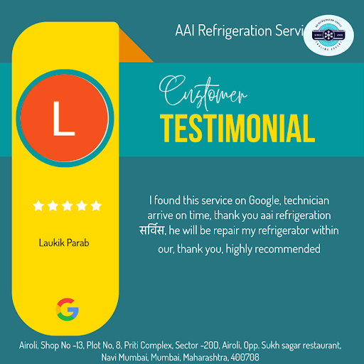 "Laukik Parab is thrilled with the exceptional service at AAI Refrigeration Service in Navi Mumba…