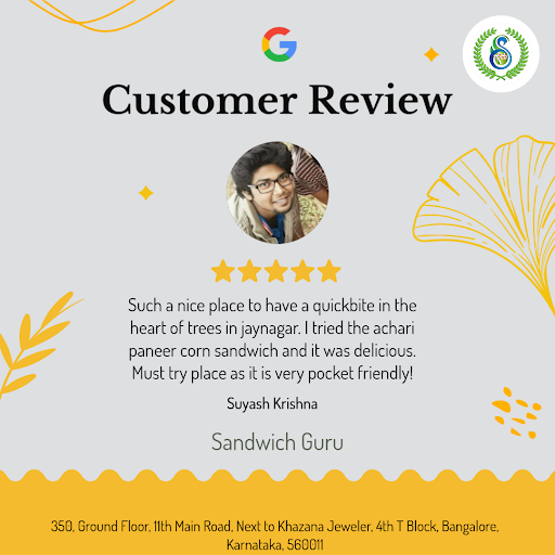 "Suyash Krishna's taste buds danced with joy at Sandwich Guru in Bangalore! He raves about our ex… post image