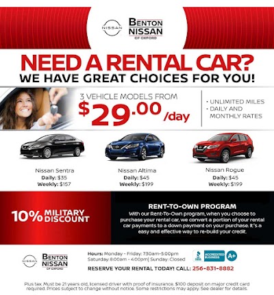 Benton Nissan of Oxford Vehicle Rentals