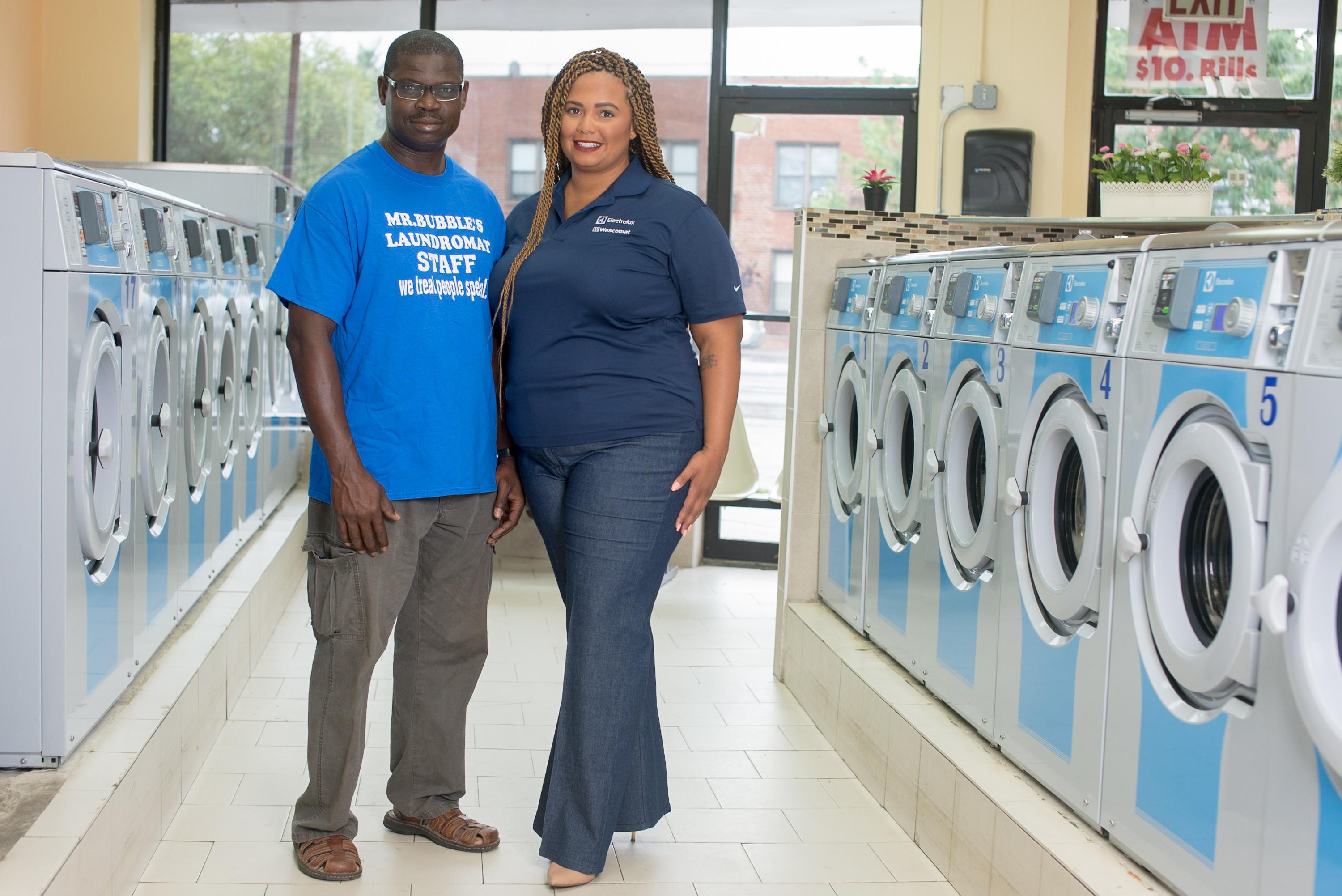 Mr. Bubbles Laundromat storefront and entrance in East Elmhurst