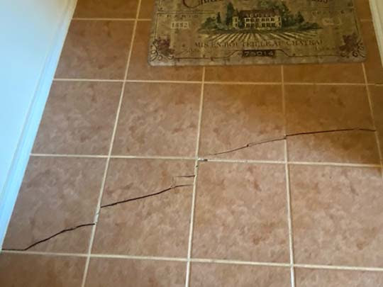 Cracked tile floor