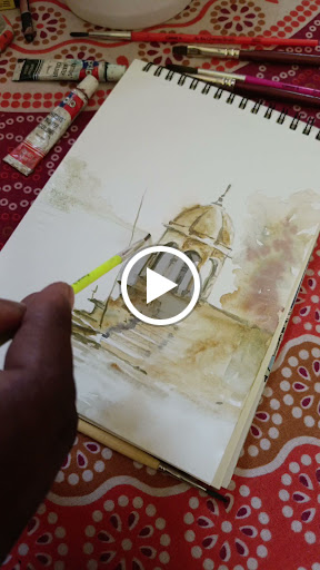 Water colour painting landscape  post image