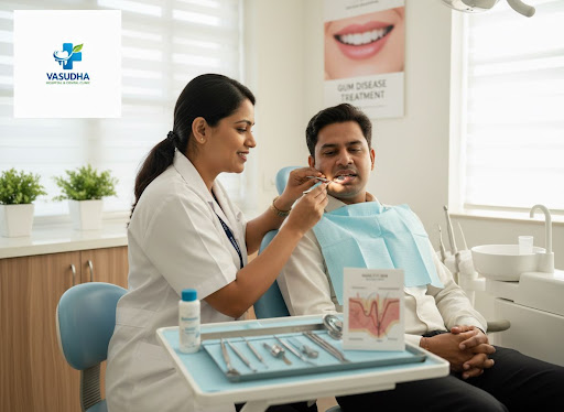 Bleeding gums, bad breath or loose teeth can be early warning signs of gum disease. At Vasudha Ho… post image