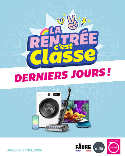 ⏳ Plus que quelques jours pour en profiter !



L'opération rentrée 2026 touche bientôt à sa fin. C'est le moment de découvrir ou redécouvrir notre sélection d'offres en électroménager, multimédia, TV et petit électroménager.

Rendez-vous dans votre magasin Pulsat Aire-sur-l'Adour

Offres valables jusqu'au 26/09/2026.



