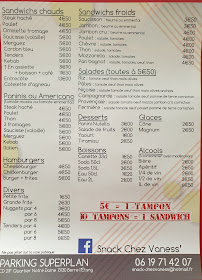 Menu Snack Chez Vaness' Page 1