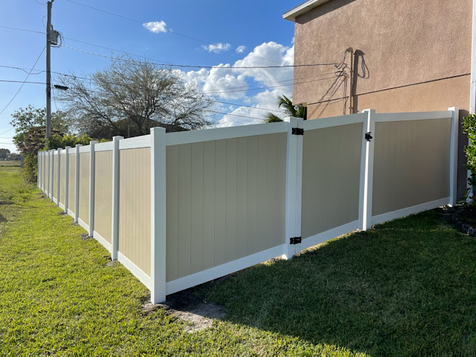 newly installed vinyl fence to the backyard in Cape Coral FL