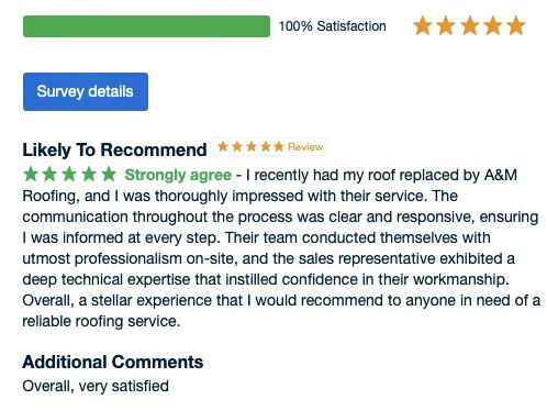 A&M Roofing Reviews - roof replacement