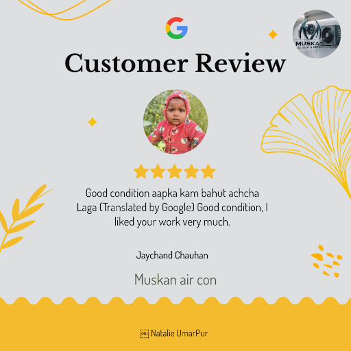 Jaychand Chauhan, a satisfied customer, raves about his exceptional experience at Muskan air con… post image