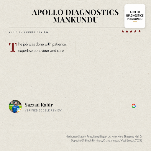 Sazzad Kabir's exceptional experience at Apollo Diagnostics Mankundu, the best diagnostic centre… post image